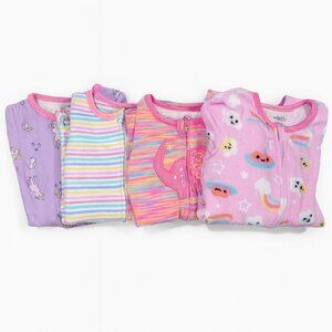 4 Piece Lot - Toddler Girls Size 3T Pajama Sets Onesies Footies Unicorns